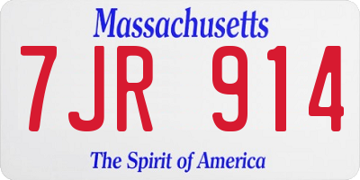 MA license plate 7JR914