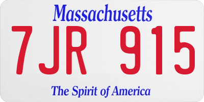 MA license plate 7JR915