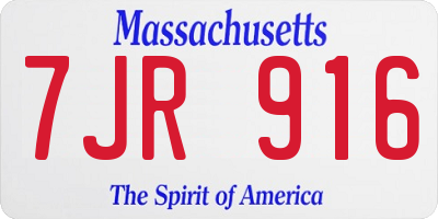 MA license plate 7JR916