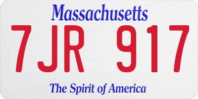 MA license plate 7JR917