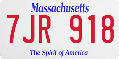 MA license plate 7JR918