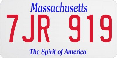 MA license plate 7JR919
