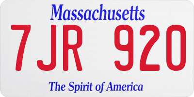 MA license plate 7JR920