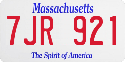 MA license plate 7JR921