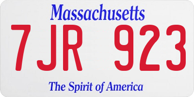 MA license plate 7JR923