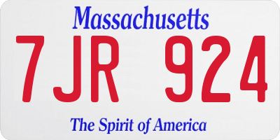 MA license plate 7JR924