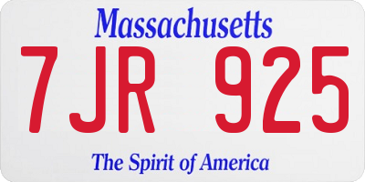 MA license plate 7JR925