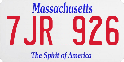 MA license plate 7JR926