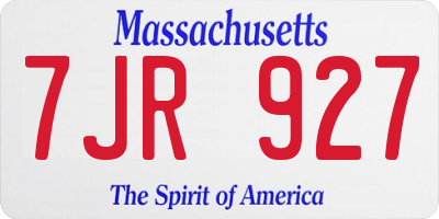 MA license plate 7JR927