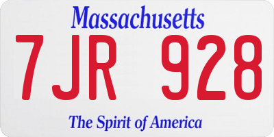MA license plate 7JR928