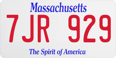MA license plate 7JR929