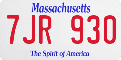 MA license plate 7JR930