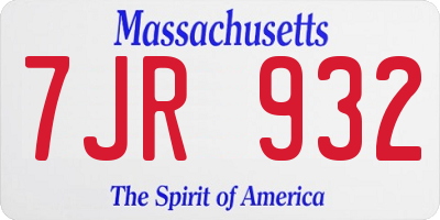 MA license plate 7JR932