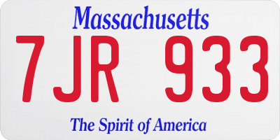 MA license plate 7JR933