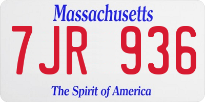 MA license plate 7JR936