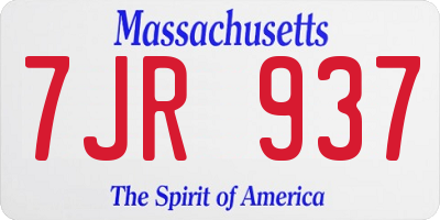 MA license plate 7JR937