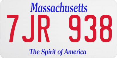 MA license plate 7JR938