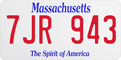 MA license plate 7JR943