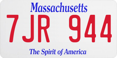 MA license plate 7JR944