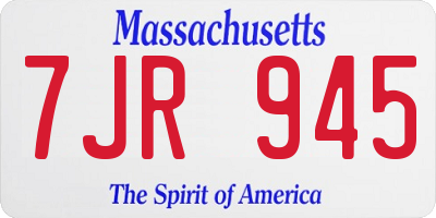 MA license plate 7JR945