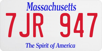 MA license plate 7JR947