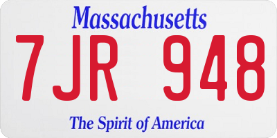 MA license plate 7JR948