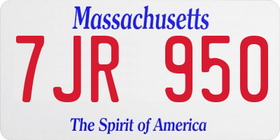 MA license plate 7JR950
