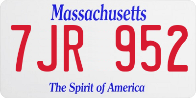 MA license plate 7JR952