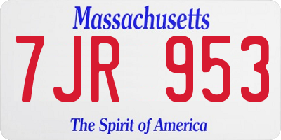 MA license plate 7JR953