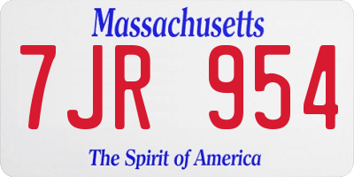 MA license plate 7JR954