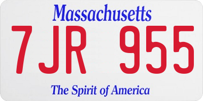 MA license plate 7JR955