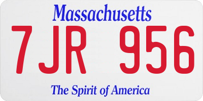 MA license plate 7JR956