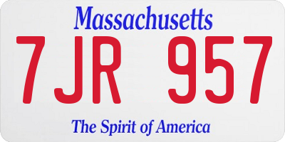 MA license plate 7JR957
