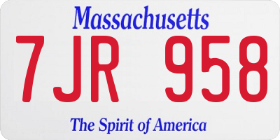 MA license plate 7JR958