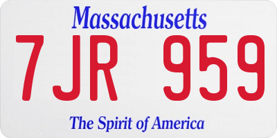 MA license plate 7JR959