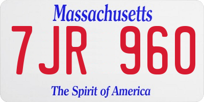 MA license plate 7JR960
