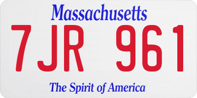 MA license plate 7JR961