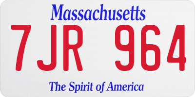 MA license plate 7JR964
