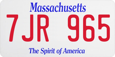 MA license plate 7JR965