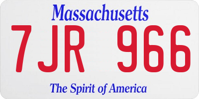 MA license plate 7JR966