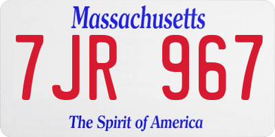 MA license plate 7JR967