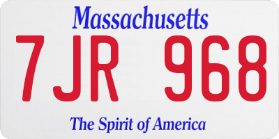 MA license plate 7JR968