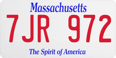 MA license plate 7JR972
