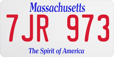 MA license plate 7JR973