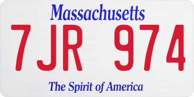 MA license plate 7JR974