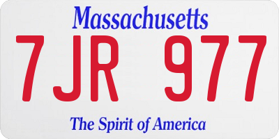 MA license plate 7JR977