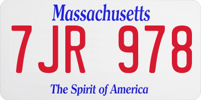 MA license plate 7JR978