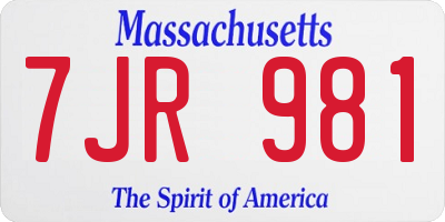 MA license plate 7JR981