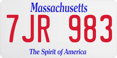 MA license plate 7JR983