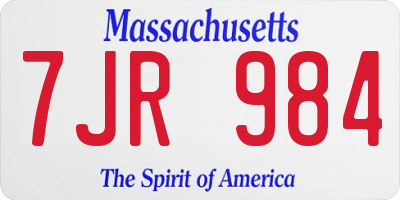 MA license plate 7JR984